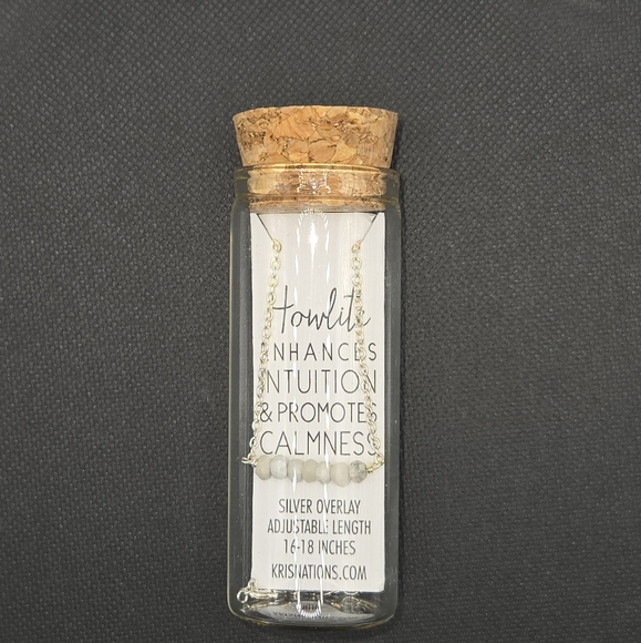 Kris Nations Howlite Mystic Bar Necklace - Delicate Beaded Stone Necklace - Picture 5 of 5